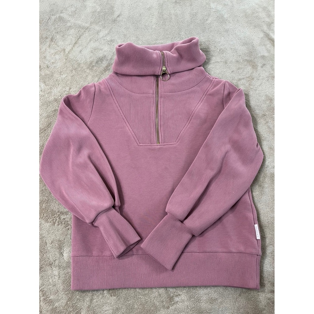 Varley Reid Half-Zip Knit Collared Sweatshirt Women's XS Mauve Long Sleeve EUC